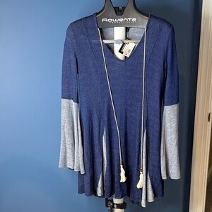 Blue and Gray Long Sleeve Tunic